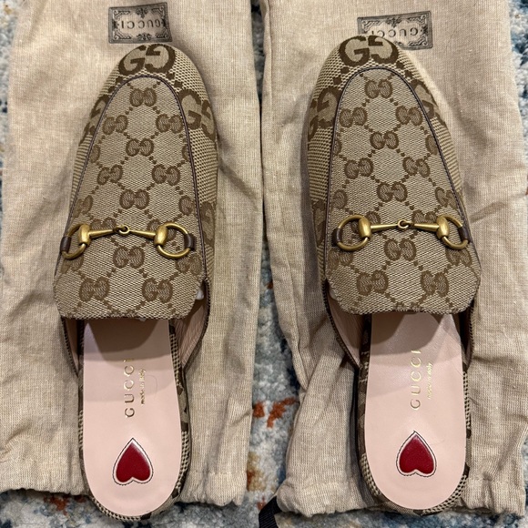 Gucci Shoes - NWB Gucci Beige and Brown GG Canvas Horsebit Mules Size 38.5
